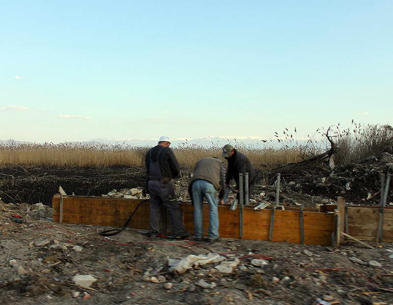 „Охрид СОС“: Бетонски огради на брегот и среде изгорената трска кај Струга