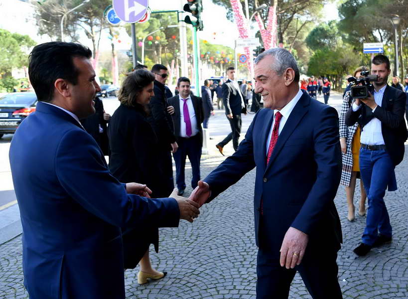 Средба на премиерот Заев и владина делегација со претседателот на албанскиот Парламент, Ручи во Тирана