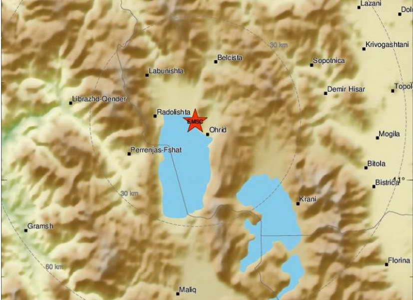 Земјотрес од 3,4 степени по Рихтер во охридско