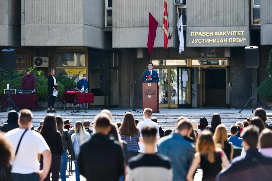 Обраќање на Претседателот Пендаровски на првиот академски час на Правниот Факултет „Јустинијан Први“