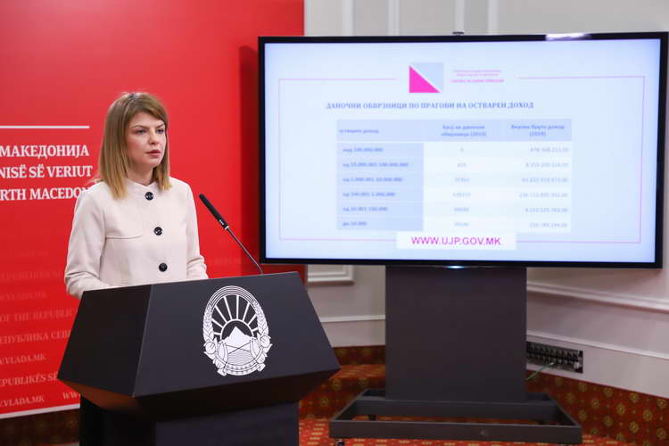 Прес-конференција на директорката на Управата за јавни приходи Сања Лукаревска: Годишна даночна пријава - највисок доход во 2019 година