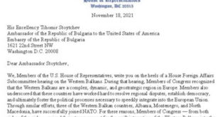 Конгресот на САД побара од бугарскиот амбасадор во Вашингтон да се тргне ветото за преговори на Македонија со ЕУ