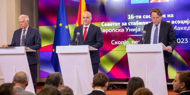 Од прес конференцијата на Ковачевски, Борел и Вархеји: ЕУ ќе го интензивира ангажманот на сите нивоа за поддршка на напредокот на Македонија