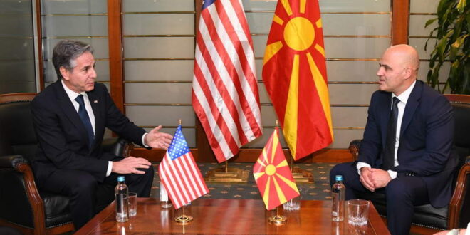 Ковачевски - Блинкен: Северна Македонија и САД негуваат стратешко партнерство и активна соработка на патот на македонското евро-интегрирање