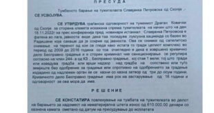 Петровска го доби Ковачки на суд и се откажа од 10.000 евра што требаше тој да ѝ ги плати за клевета
